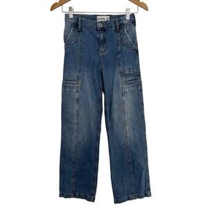 Abercrombie Kids High Rise Ultra Wide Leg Cargo Jeans Girls 9/10 Long